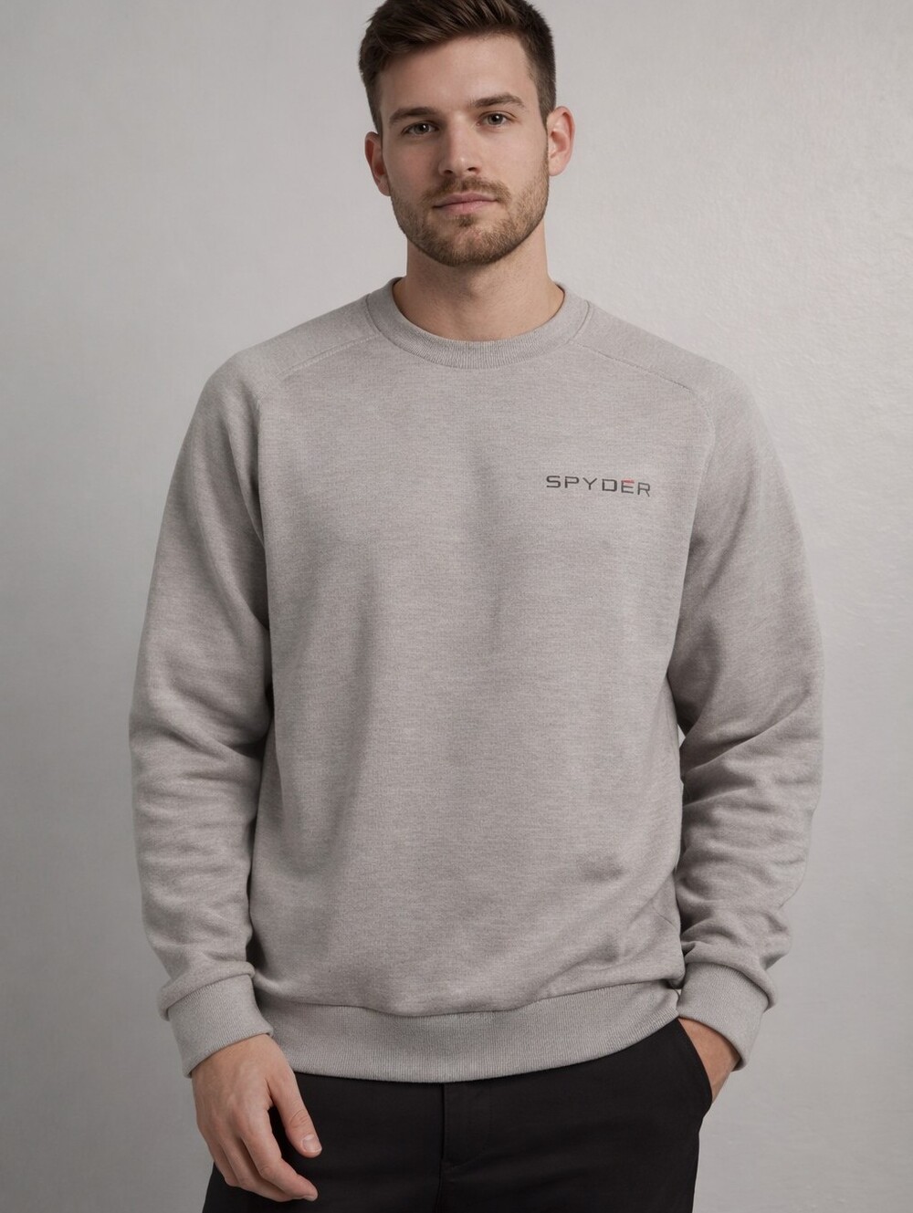NWT Spyder Sweatshirt Mens Large Gray Pockets Warm Pullover Long Sleeve